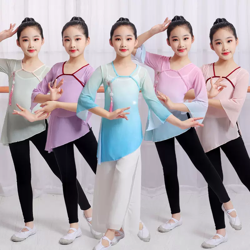 儿童古典舞练功服古风舞蹈服身韵纱衣少儿演出服装女童