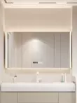 Tủ gương phòng tắm thông minh cảm biến cơ thể người có đèn, giá treo gương trang điểm treo tường riêng biệt có lỗ đựng giấy tủ gương trang điểm 