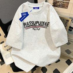 Wassup Heavyweight Pure Cotton Short-Sleeved T-Shirt Men's Trendy Brand 2025 Summer Loose Casual Couple Wear Half-Sleeved Top