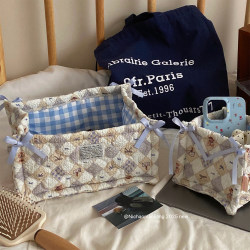 Fabric Desktop Storage Basket Korean Style Bear Ins-Style Foldable Storage Box Miscellaneous Items Cosmetics Organizer Box