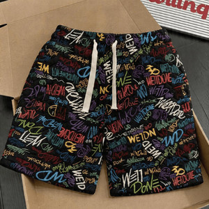 
Personalized graffiti casual pants men's summer thin quick-drying breathable sports shorts trendy versatile beach pants