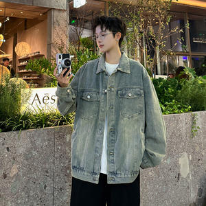 
Japanese retro washed denim jacket men's spring and autumn handsome loose jacket men's trendy versatile coat top