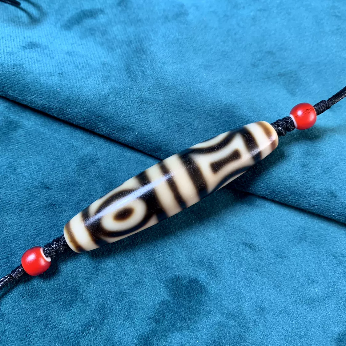 西蔵老礦紅朱砂宝瓶型天地天珠 西蔵老礦紅朱砂