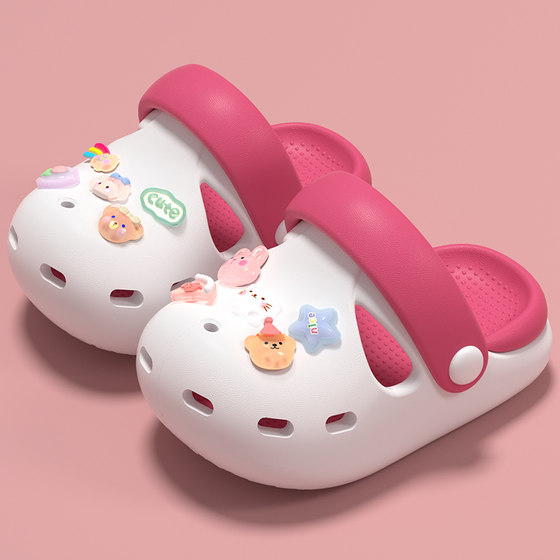 
Children's hole shoes for summer girls and young children's bag-toe sandals medium and large children's anti-slip soft sole wear sandals beach shoes