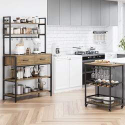 Hot selling microwave oven rack with storage shelves and kitchen cabinets kitchen shelves industrial five tier kitchen bread rack with 2 pcs