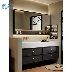 Av8 French retro slate hot-bent integrated basin bathroom cabinet combination seamless bathroom hand wash basin ready-made