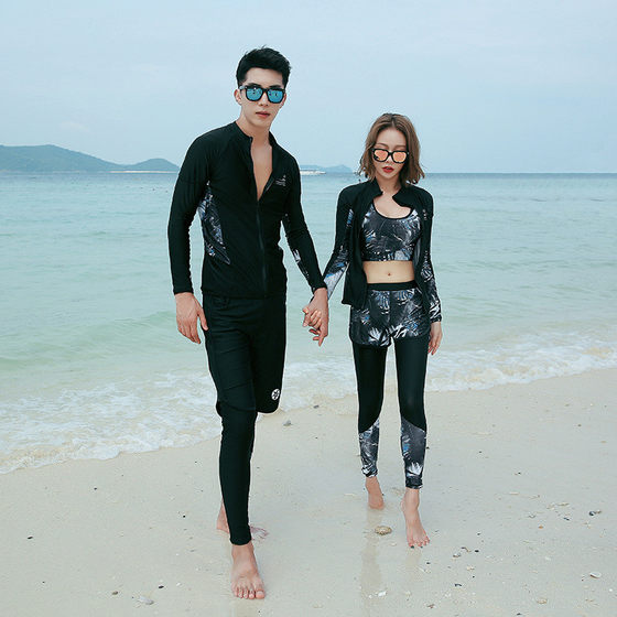 
New sun protection Korean couple diving suit men and women split long sleeves long trousers jellyfish suit snorkeling surfing swimsuit set