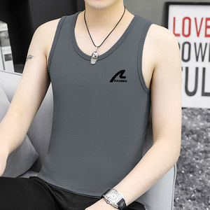 
Men's vest pure cotton summer fitness hurdle sports vest suspender sweatshirt trendy printed cotton sleeveless T-shirt