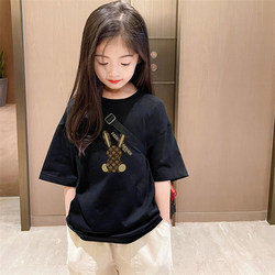 Children's Pure Cotton Short-Sleeved T-Shirt 2026 Summer New Korean Style Medium and Large Kidsren's Fashionable Girls' Loose Printed Tops