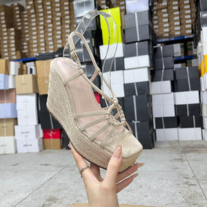 
Lady Shoes foreign trade original single women's shoes fashion new square toe solid color thick bottom wedge heel string fashion sandals