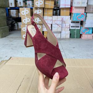 
Lady Shoes foreign trade original single women's shoes, genuine leather inside and outside, fashionable square toe solid color thick sole thick high heel fashion sandals