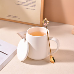 Ceramic Cup for Women, New Model 2026, High Aesthetic Value, Office Water Cup with Lid and Spoon, Mug, Coffee Cup, Tea Cup