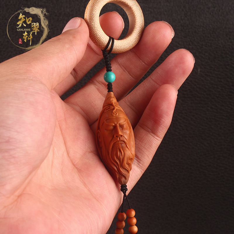 ★逸品 核彫刻★オリーブ 核観音 観音菩薩 仏像 仏頭 根付 工芸品 装飾品 細密細工 総高：4cm LZ-230 福慧オリーブ核手串彫刻八大弥勒仏核彫文玩把オリーブ