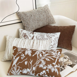 Textured Jacquard Vintage-Style Throw Pillow Sofa Living Room Cushion Bed Backrest Cover Lumbar Pillow Long Pillow Waist Pillow High-End Feel