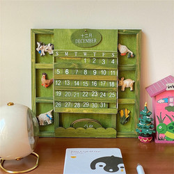 Zakka Miscellaneous Goods Creative Perpetual Calendar Wooden Calendar Desk Calendar European Retro Natural Style Gift for Birthday