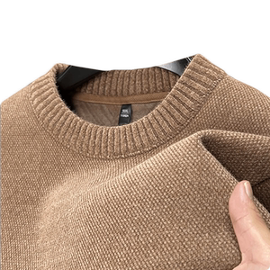 Integrated velvet chenille sweater men plus velvet thickened winter round neck knitted base shirt men's imitation ferret velvet inner wear
