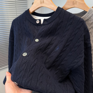 
Classic Paul Twist Cardigan Men's Knitted Sweater Autumn and Winter Korean Style Trendy Thicken Sweater Jacket Men's Round Neck Outer Match