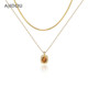 AJIDOU Ajidou Necklace Women's Maillard Pendant Double Layer Tiger Eye Stone Snake Bone Chain Design Light Luxury Sweater Chain