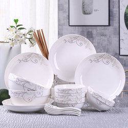 Dishes Set, Household Ceramic Tableware, Modern Simple Plate, Bowl and Chopsticks Combination, Soup Bowl, Rice Bowl, Plate, Dish Set