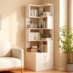 Bookshelf Floor-Standing Against the Wall Multi-Layer Storage Rack Living Room Corner Bookcase Storage Cabinet Integrated Children's Picture Book Shelf Corner Cabinet