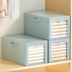 Clothing Storage Box Fabric Set of Four, Clothing Organizer Box, Storage Basket, Wardrobe-Specific Oxford Cloth Bai Na for Home Use