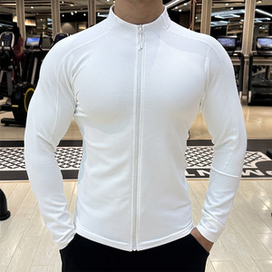 
Autumn new hatless sports jacket for men's stretch quick-drying long-sleeved running training fitness clothing stand collar slim jacket