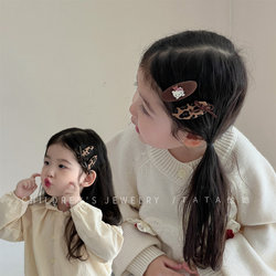 Cute Leopard Print High-End Hair Clips for Children, Autumn and Winter Atmosphere Hair Clips, Baby Cartoon Bangs Clips, Bb Clips
