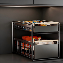 Kitchen Storage Rack under Sink Pull-Out Storage Rack Household Multi-Functional Cabinet Seasoning and Tableware Layered Shelf