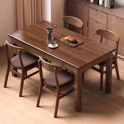 Solid Wood Dining Table in Antique Style for Living Room, Suitable for Small Apartments, Walnut Dining Table, Rectangular Table and Chairs, Simple Modern Dining Table and Chairs