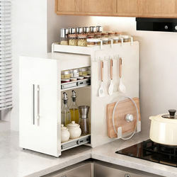 Kitchen Multifunctional Storage Rack, Countertop Multi-Layer Storage Cabinet, Wall-Mounted Narrow Storage Organizer, Stainless Steel Spice Rack