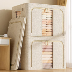 Tianshan Cotton and Linen Clothes Storage Box For Home Large Capacity Wardrobe Clothes Storage Handy Gadget Fabric Foldable Storage Basket