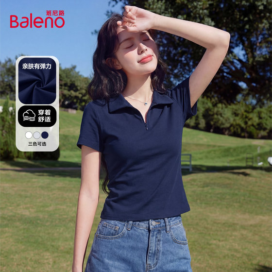 
Baleno navy blue polo shirt women's short-sleeved 2026 summer new slim outdoor sports running top M