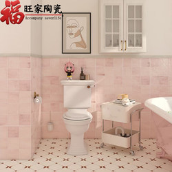 Internet-Famous Pink Bathroom Wall Tiles 400X800 Checkered Illusion Glazed Gradient Tiles Dark Green Handmade Tiles