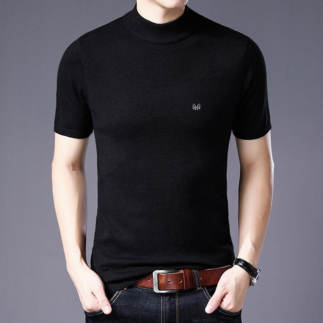 Hengyuanxiang sweater men's round neck half-high collar thickened warm ...