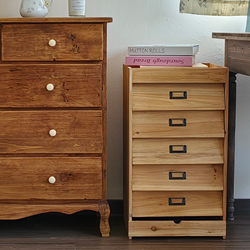 *Tomato Sensen* Retro Zakka Fir Bedside Table Storage Cabinet American Floor-Standing Drawer Cabinet Solid Wood Log Style