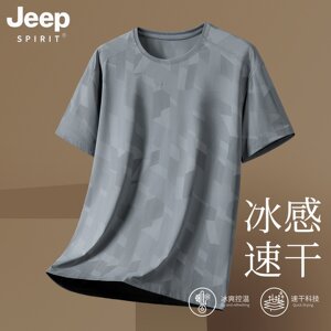 
Jeep dad ice silk short-sleeved T-shirt men's summer new loose large size thin quick-drying sports top for men