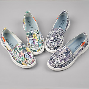 
2024 new women's singles shoes breathable casual canvas shoes lazy people pedal soft sole anti-slip flat-sole walking shoes