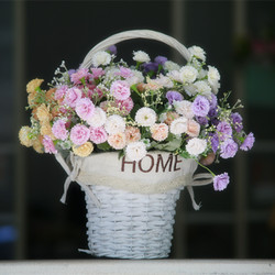 Nordic Style Wicker Flower Basket Flower Vessel Flower Pot Artificial Flower Set Silk Flower Fake Flower