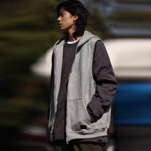 
Nobodyknows Japanese trendy heavy loose hooded sweatshirt men's sleeveless vest layered cardigan jacket vest