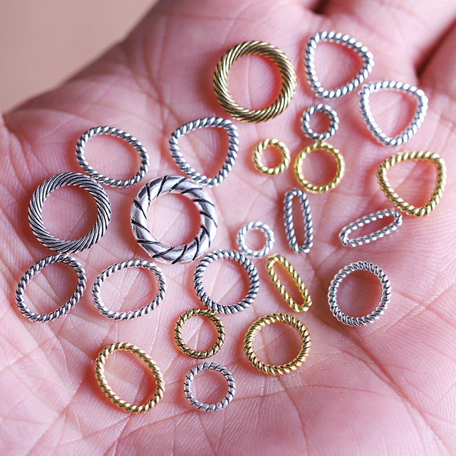 Tibetan silver twist single circle, open circle and closed circle, DIY bracelet and necklace connecting ring, homemade earring material