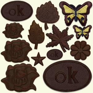 
Self-adhesive dark brown embroidery patch solid color flower patch patch clothing down jacket pants patch hole pattern patch