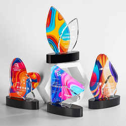 Custom Crystal Trophy, Glass Creative Design with Color Printing, Personalized Award Plaque with Engraving, High-End and Grandiose Honor for Champions