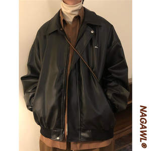 
Spring and Autumn American Retro Trendy Brand Leather Jacket Men's Trendy Loose Street Handsome Jacket Leather Jacket for Teenagers