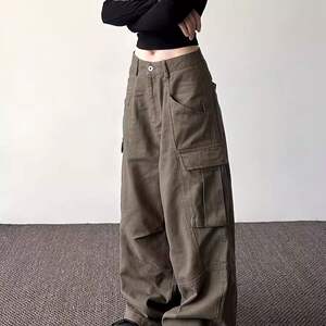 
American retro washed multi-pocket overalls for men, high street fashion brand, loose and versatile, casual wide-leg pants, casual pants