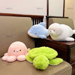Genuine Snot Bear Ocean Series Turtle Pillow Super Cute Soft Dolphin Plush Toy Cute Little Jellyfish Doll