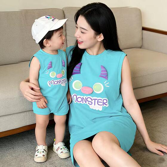 
Baby clothes, summer parent-child super cute little monster baby clothes, mother's same skirt, summer dress, pure cotton, adult style