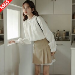 French Ruffled White Shirt for Women, Spring New Design, Niche Lantern Sleeve Top, Long-Sleeved Chiffon Shirt