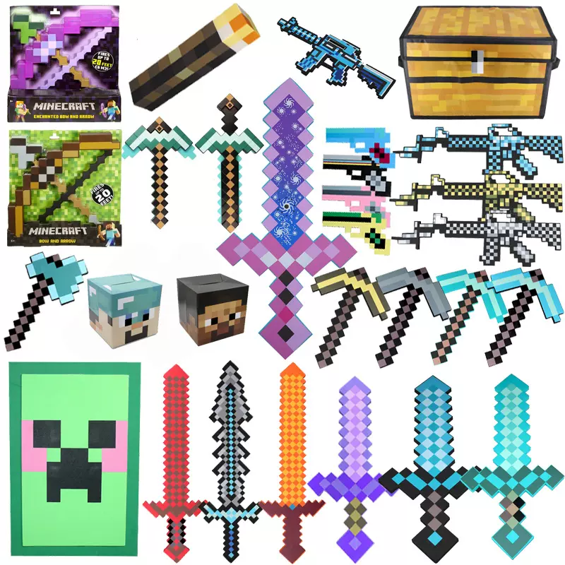 我的世界游戏周边玩具武器模型钻石剑附魔弓箭火把史蒂夫