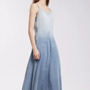 
Hanfu modern gradient denim suspender dress women's 2025 summer new lyocell tencel niche long skirt