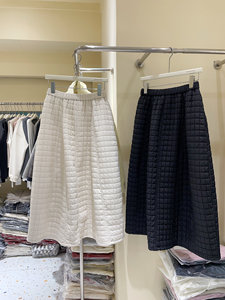 
2025 new trendy styles! Elastic waist slimming quilted umbrella skirt bud skirt waffle pattern mid-length skirt skirt for women